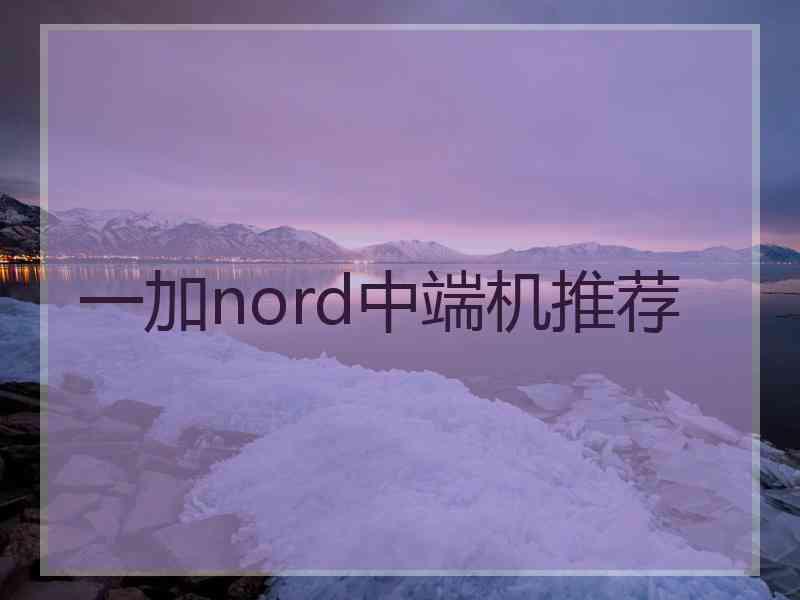 一加nord中端机推荐