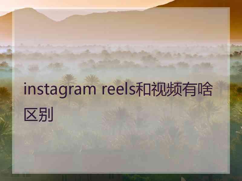 instagram reels和视频有啥区别