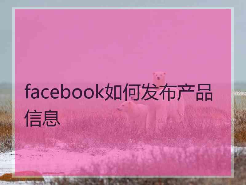 facebook如何发布产品信息