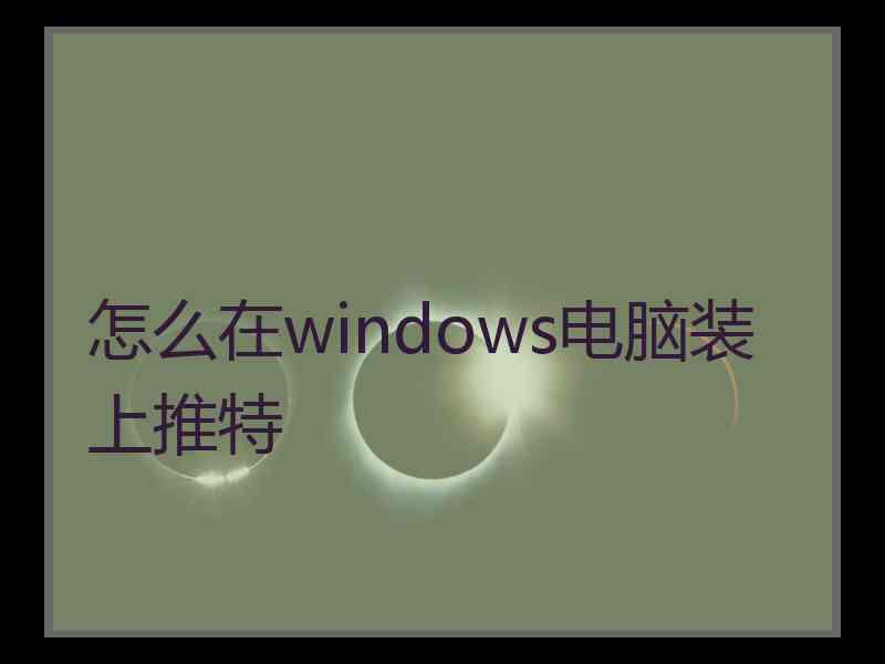 怎么在windows电脑装上推特