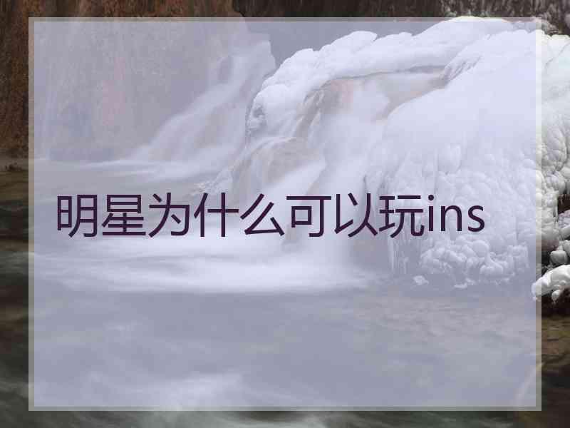 明星为什么可以玩ins