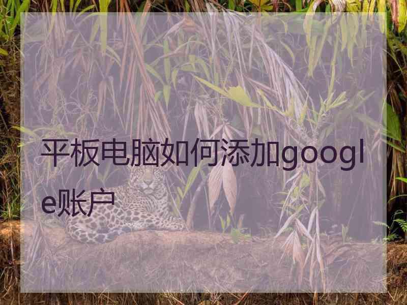 平板电脑如何添加google账户