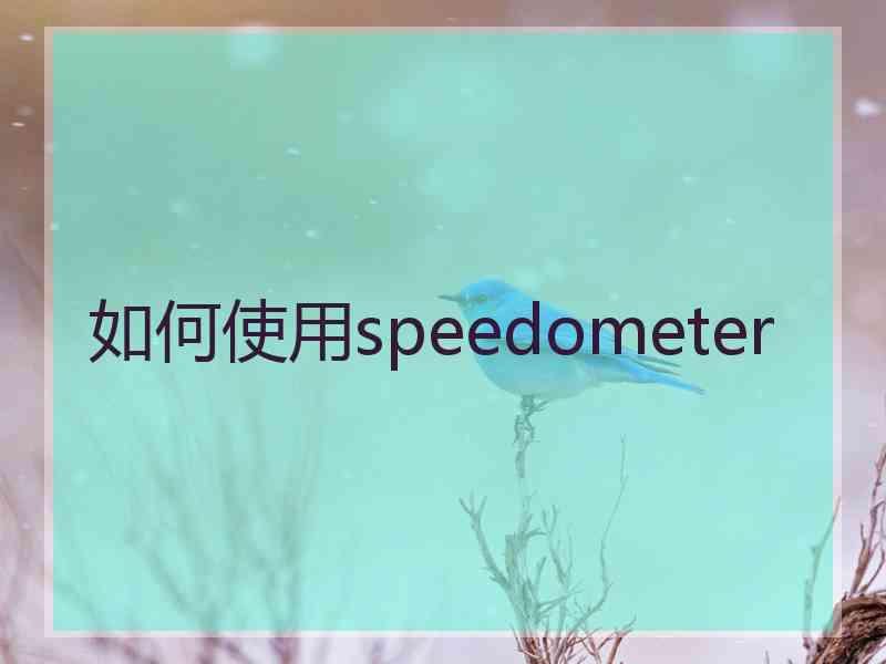 如何使用speedometer